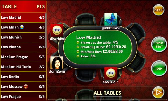 mFortune Mobile Poker Table 