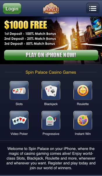 Spin Palace Blackjack and Slots app